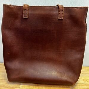 Portland Leather Zippered Crossbody Tote in Cognac - Used